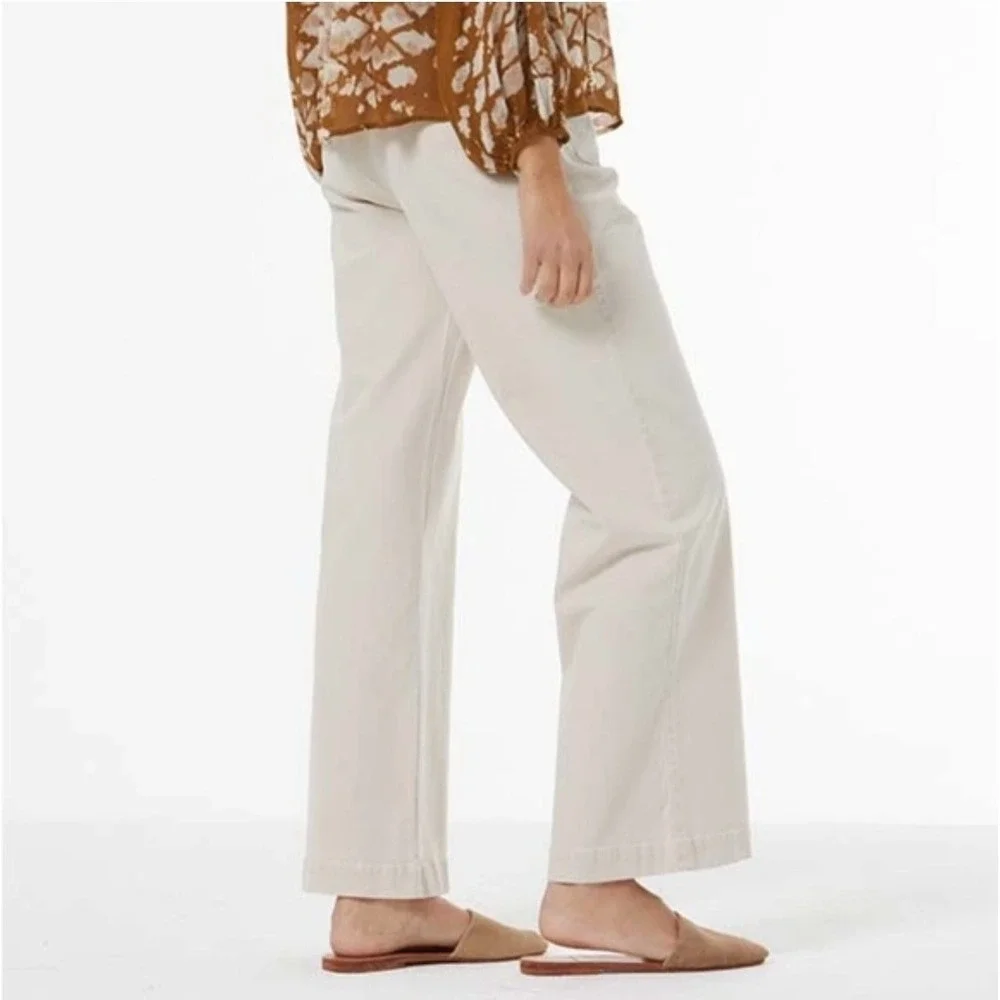 Young Fabulous Broke Ryker Pants Size Medium Beige Wide Leg Neutral Khaki Tan‎